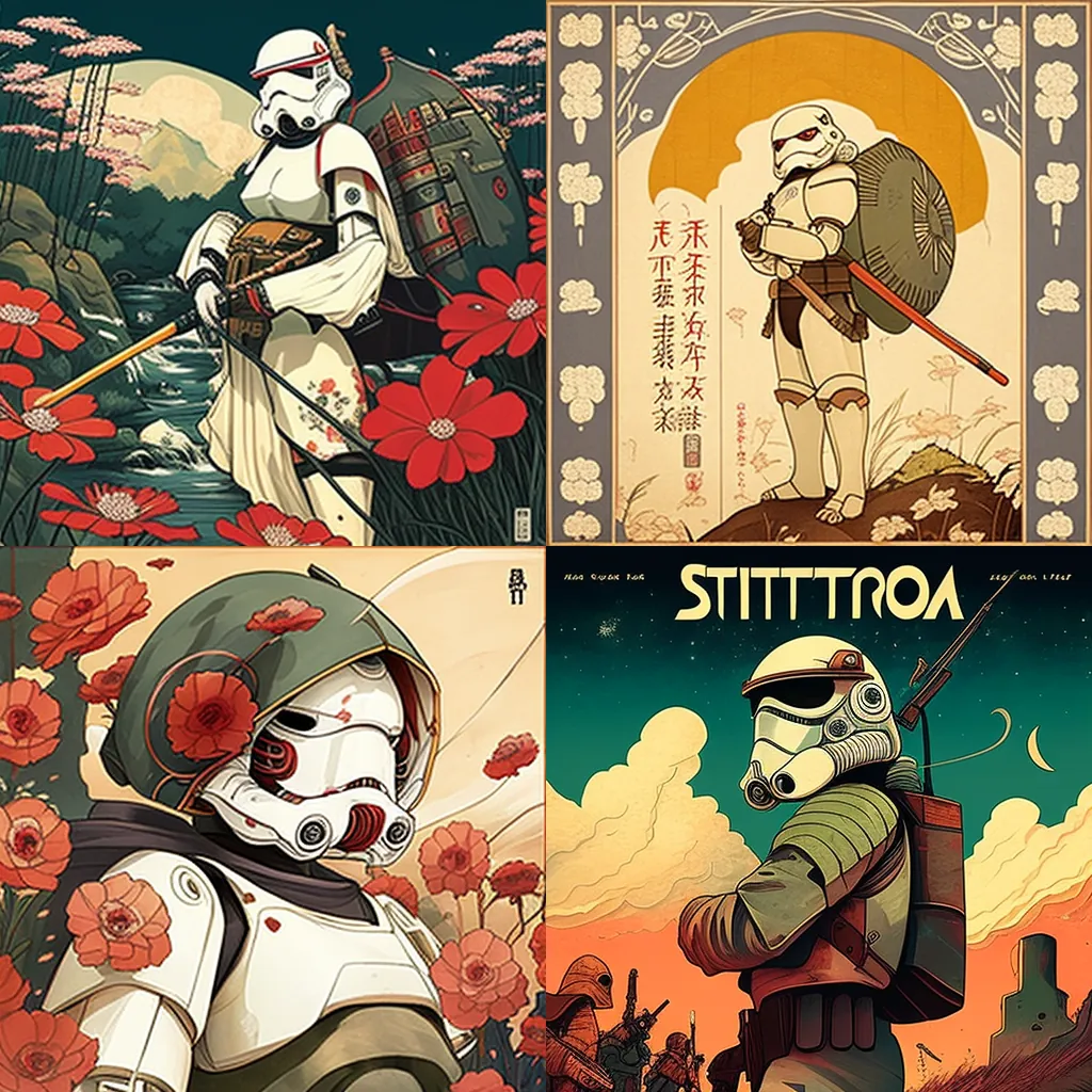 anime by studio ghibli::1.4 stormtrooper::1.2 3d render realistic::-1.5