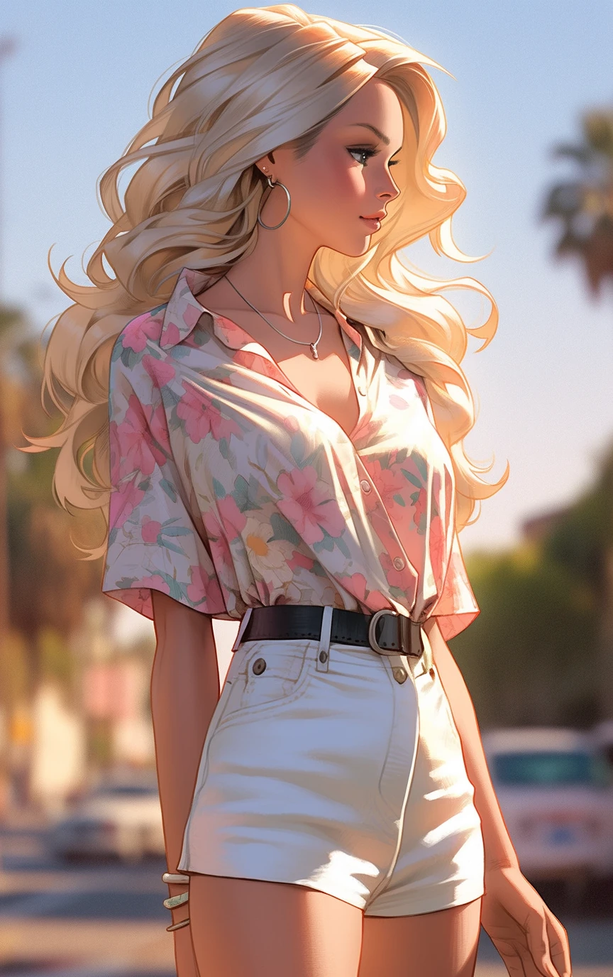 portrait, photorealistic, glamour full-body shot, beautiful blonde woman, blue eyes, walking towards a sunset, feminity, alluring, stunning, supermodel body, scandalous and flirty, realistic textures, feminine pose –ar 10:16 –s 1000 –style expressive –q 5 –niji 5